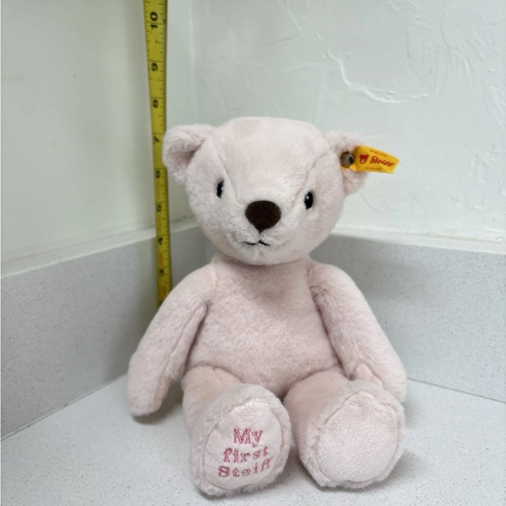 STEIFF My First Steiff Teddy Bear Pink 10” embroidered baby gift collectible - Picture 3 of 6